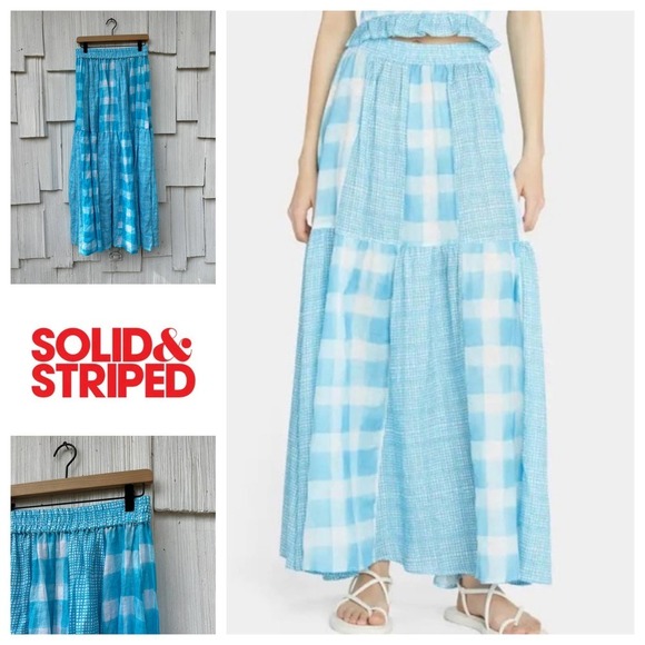 Solid & Striped Dominique Checked Maxi Cover Up Skirt Medium NWT‎ - Picture 1 of 9